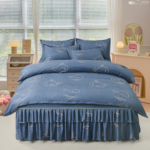 Princess Girls King-Size Bed Skirt with Pillowcase Bedsheet <b>Bedding</b> Sets - Product Image 5