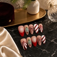 Lot de faux ongles de Noël en gros, motifs rouge et blanc, canne à sucre, flocon de neige, sapin de Noël, pour les fêtes