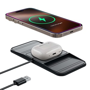 <span class=keywords><strong>Chargeur</strong></span> sans fil 2-en-1 15W, station de recharge inductive antidérapante pour voiture, tapis de recharge sans fil pour <span class=keywords><strong>iPhone</strong></span> 17 - Product Image 1