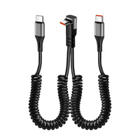 Kabel Data Teleskopik Tipe-C 2 in 1 dengan Konektor Ganda Tipe-C untuk Penggunaan di Mobil, Pengisian Daya dan Transfer Data