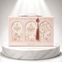 Boîte cadeau de luxe rose personnalisée avec logo, en carton rigide, style vintage, avec pompon, vente en gros