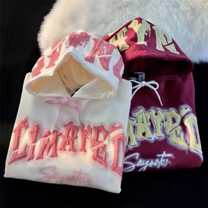 Wholesale Factory Pullover Plus Size Unisex Terry French Multi Color Letter Design Foam 3D Puff Print Hoodies