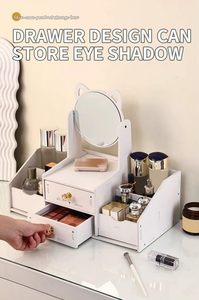 Modern Design Cosmetic <b>Storage</b> <b>Box</b> PVC Plastic Jewelry <b>Drawer</b> <b>Storage</b> with Mirror for Household Skin Care Rack - Product Image 5