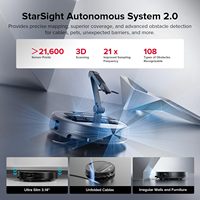 Robot aspirateur Roborock Saros Z70 StarSight avec fonction serpillière robotisée, aspiration puissante de 22000 Pa, levage de la serpillière de 22 mm, reconnaissance d'objets à 108 points, pour la maison et les animaux domestiques