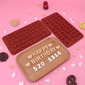 Molde de Silicona para <span class=keywords><strong>Chocolate</strong></span> con Letras en Inglés de Feliz Cumpleaños, Juego de Utensilios para Hornear Caseros Ecológicos - Product Image 4