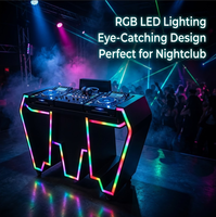 Table de DJ en métal personnalisée avec éclairage LED RGB et télécommande, support de console DJ pour boîte de nuit, bar, événement, fournisseur OEM