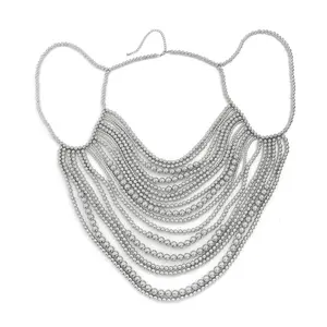 Sexy Beach imitation pearl chain backless top Bikini breast chain Personality CCB beaded body chain