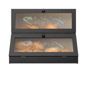 Boîte à pain en bambou Green Tree, double couche, transparente, pour le rangement du pain, des sushis et des pâtisseries dans la cuisine - Product Image 1