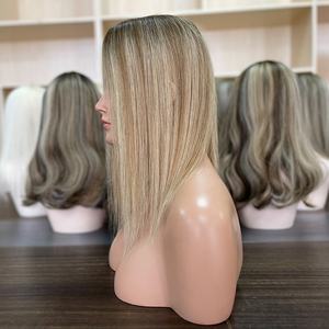 Postiche vierge européenne naturelle 5.5*2.75 base en soie facile à installer <span class=keywords><strong>liberté</strong></span> doux et lisse topper pour les femmes - Product Image 4