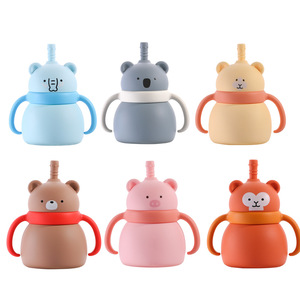 Vaso de Agua de Silicona para Bebés con Logotipo Personalizado, Libre de BPA, con Dibujos Animados, Asas Dobles, Gran Capacidad, para Beber, Alimentar y Aprender - Product Image 3