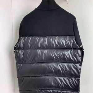 1 1 Haute Qualité Hommes et Femmes Automne Hiver Sans Chapeau Col Montant Veste Chaude Nouveau Tricot Épais Patchwork Manteau Décontracté - Product Image 2