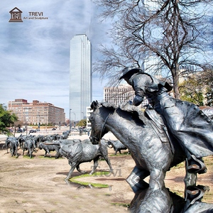 Grandes sculptures de cow-boy de voyage grandeur nature Statues en bronze occidental à vendre en extérieur - Product Image 2