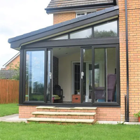 Nuoxin - Invernadero Moderno de Aluminio, Jardín de Invierno, Casa de Cristal para las 4 Estaciones, Techo Inclinado, Cerrado, Doble Acristalamiento, Vidrio Low-E 6063-T6, Villa