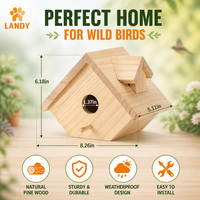 Nichoir en bois naturel pour oiseaux à suspendre à l'extérieur, nichoir en bois avec perchoir, entrée de 1,37 pouce pour la décoration du jardin