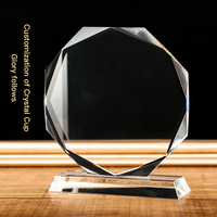 Plaque de récompense en cristal octogonal transparent avec gravure de logo personnalisée, design tendance, trophée pour événements sportifs, événements annuels d'entreprise, coffret cadeau