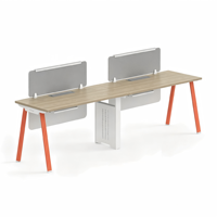 Poste de travail commercial pour espace de coworking, bureau d'équipe 2, 4 ou 6 personnes avec écran de confidentialité, structure en acier, panneau E0