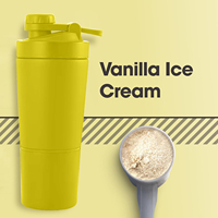 Bouteille shaker avec stockage bouteille d'eau isolée en acier inoxydable tasse shaker 18oz 20oz 25oz tasse shaker à protéines durable