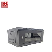 ML--4U MINGLANG Armoires réseau en acier noir épaissi 19 pouces Standard Montage mural Rack de serveur Porte verrouillable Surveillance de faible intensité