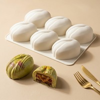 Moule en silicone 6 cavités pour mousse de pistache, qualité alimentaire, résistant au four, pour gâteau au chocolat, logo personnalisé, pour chaînes de boulangeries, production en série, usine