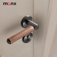 Serrure de porte minimaliste moderne, poignée en bois grainé d'origine, chambre à coucher intérieure, serrure de porte silencieuse pour pièce