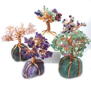 Base en pierre brute naturelle 7 chakra cristal énergie reiki fengshui argent arbre de noël chanceux pierre cristal arbre pour cadeau - Product Image 4