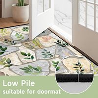 Tapis à effet d'illusion optique en fausse fourrure de cachemire, tapis de sol 3D à motif de pierres, tapis botanique à feuilles vertes, tapis rustique à thème naturel, tapis lavable