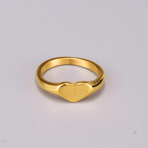 Roestvrijstalen Ringen Hartvormige Klassieke Eenvoudige Effen Signet Stijl Bruiloft Belofte Jubileum Ring Valentines Dag - Product Image 1