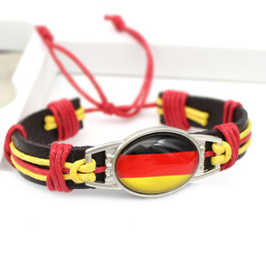 Bandera <span class=keywords><strong>de</strong></span> República Dominicana PU Pulsera <span class=keywords><strong>de</strong></span> cuero <span class=keywords><strong>de</strong></span> vaca Do Trademark Hand Woven Color Wax String Time Gem - Product Image 4