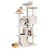 Arbre à chat en bois avec cadre d'escalade intérieur, maison en peluche crème design, livraison directe d'usine