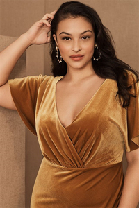 New Arrival Elegant Lady Plus Size Bridesmaid Party <strong>Velvet</strong> Evening Gowns - Product Image 4