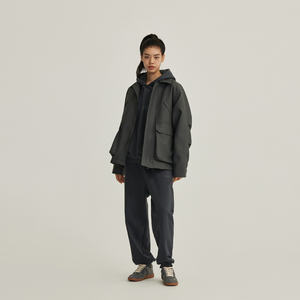 Chaqueta Bomber para Hombre, 100% Algodón, Cortavientos, Cuello Alto, Bolsillos Grandes, Ajuste Holgado, Logotipo Frontal, Color Sólido, Servicio OEM, 260g, para Invierno - Product Image 2