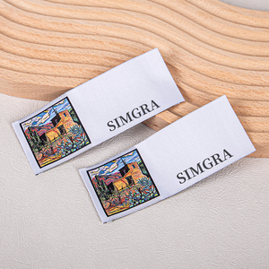 Logotipo de Damasco tejido personalizado, etiqueta de <span class=keywords><strong>ropa</strong></span> para coser, etiqueta tejida rectangular a todo Color para accesorios de <span class=keywords><strong>ropa</strong></span>, bolsa de diseño privado - Product Image 2