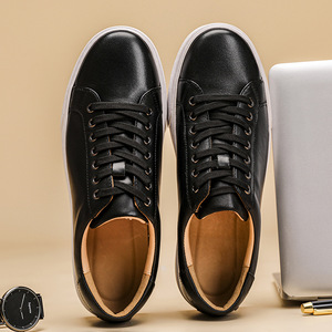 Chaussures en cuir véritable pour hommes, style britannique, grande taille, semelle épaisse, décontractées, en cuir pleine fleur, fabriquées à la main - Product Image 6