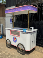 Chariot mobile personnalisé pour glaces et bâtonnets, chariot commercial réfrigéré pour la présentation de gelato, chariot de vente alimentaire avec auvent lumineux et évier