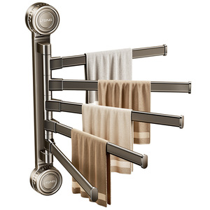 Porte-serviettes rotatif Lteng à fixation par ventouse, 5 barres, design moderne pliable, support mural pour salle de bain, capacité de 10 kg - Product Image 1