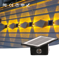 Lumière murale solaire moderne pour jardin, étanche IP65, en ABS, LED RGB à intensité variable avec capteur de lumière, pour extérieur