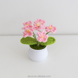 Balcon Décor de bureau Fleurs tissées à la main Tricoté à la main Immortel en pot Oubliez-moi Pas Crochet Pot de fleur - Product Image 5
