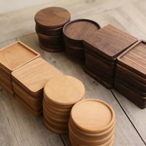 Custom Natural Black Walnut Round Square Cute Wooden Wine Beer Coffee Tea Cup <b>Coaster</b> Mat - Product Image 4