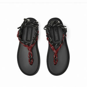 신발 플랫 숙녀 샌들 여름 여성 슬리퍼 로프 샌들 플랫 캐주얼 샌들 소녀 - Product Image 4