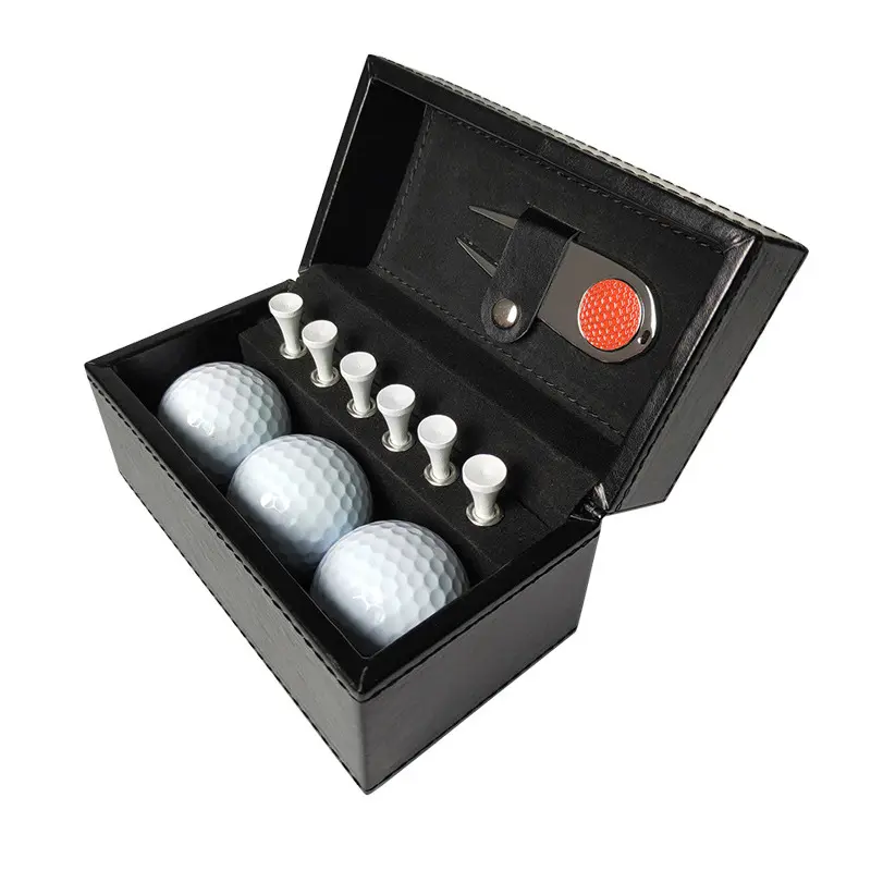 Juni Promotie Aangepaste Golfbal Divot En Handdoek Geschenkdoos Bulk Golf Tee Bal Set