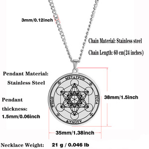 Collier pour homme en acier inoxydable avec sceau de la vie de l'archange Mélatron, ange de Salomon, amulette de la Kabbale, bijoux viking - Product Image 4