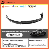 Lèvre de pare-chocs avant aspect fibre de carbone pour Mercedes Benz W205 Classe C C63 C63s Coupé 2015-2021 Kit séparateur avant ABS noir brillant