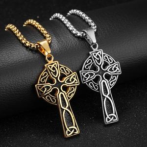 Vintage <strong>Celtic</strong> <strong>Cross</strong> <strong>Necklace</strong> Viking Ireland Mens Engraved <strong>Necklaces</strong> Stainless Steel AmuletJewelry - Product Image 4