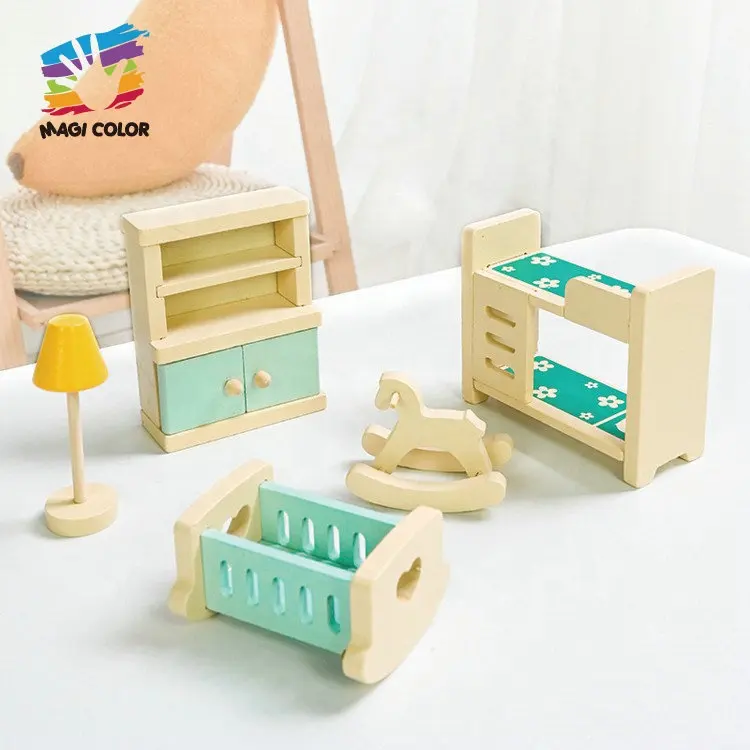 Mini Wooden Baby Room Furniture Set Toys Doll House Accessories For Kids W10D624