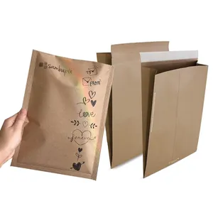 도매 사용자 정의 로고 인쇄 화이트 브라운 자연 자기 인감 재활용 종이 폴리 우편 포장 확장 크래프트 우편물 가방