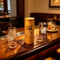 Boîte à vin cylindrique en bambou avec doublure en mousse, logo personnalisé, gravure au laser, impression artisanale pour l'emballage de bouteilles de whisky et cadeaux de luxe