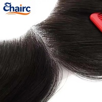 Prothèse capillaire invisible en forme de V pour hommes, en cheveux naturels, avec base en polyuréthane (PU) et micro-peau, pour une ligne de cheveux naturelle intégrale.