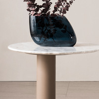 Table d'appoint de luxe moderne en cuir et marbre, meuble d'hôtel rond, Table d'appoint pour salon