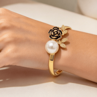 Ensemble de bijoux pour femmes en métal rose vintage avec incrustation de perles, vente en gros, pour les soirées