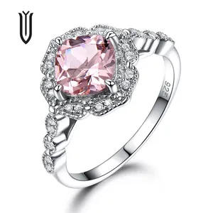 High quality jewelry morganite ring S925 sterling silver European and American fashion silver ring manufacturer